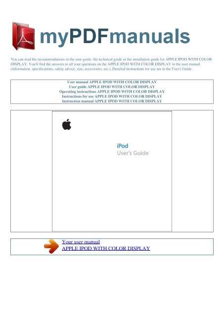 apple ipod instruction manual