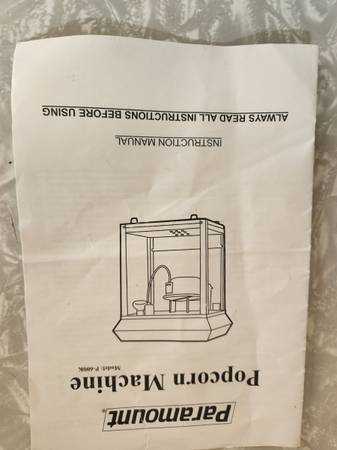 paramount popcorn machine instruction manual