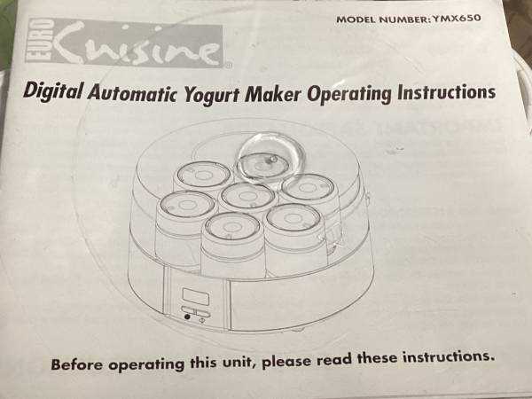 euro cuisine yogurt maker instruction manual