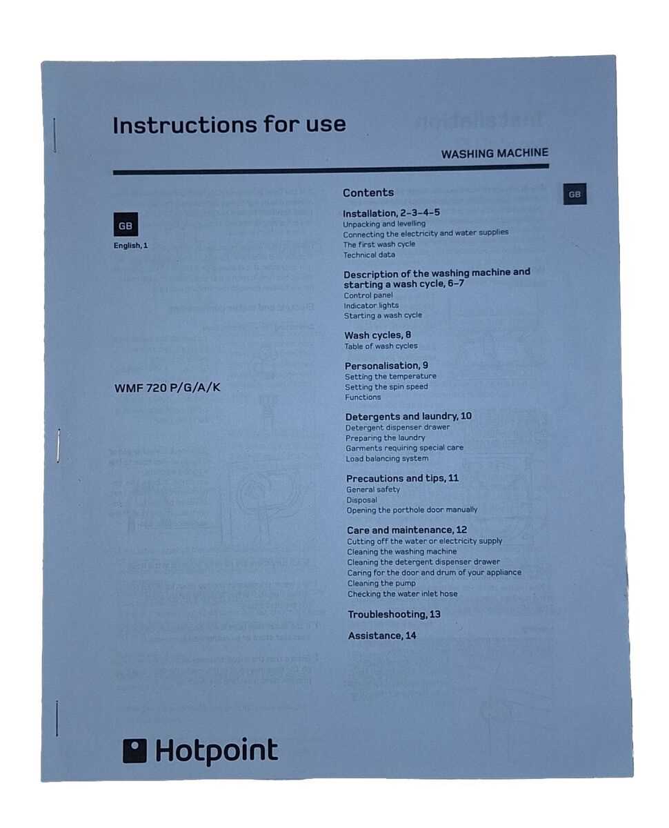 hotpoint washing machine instruction manual