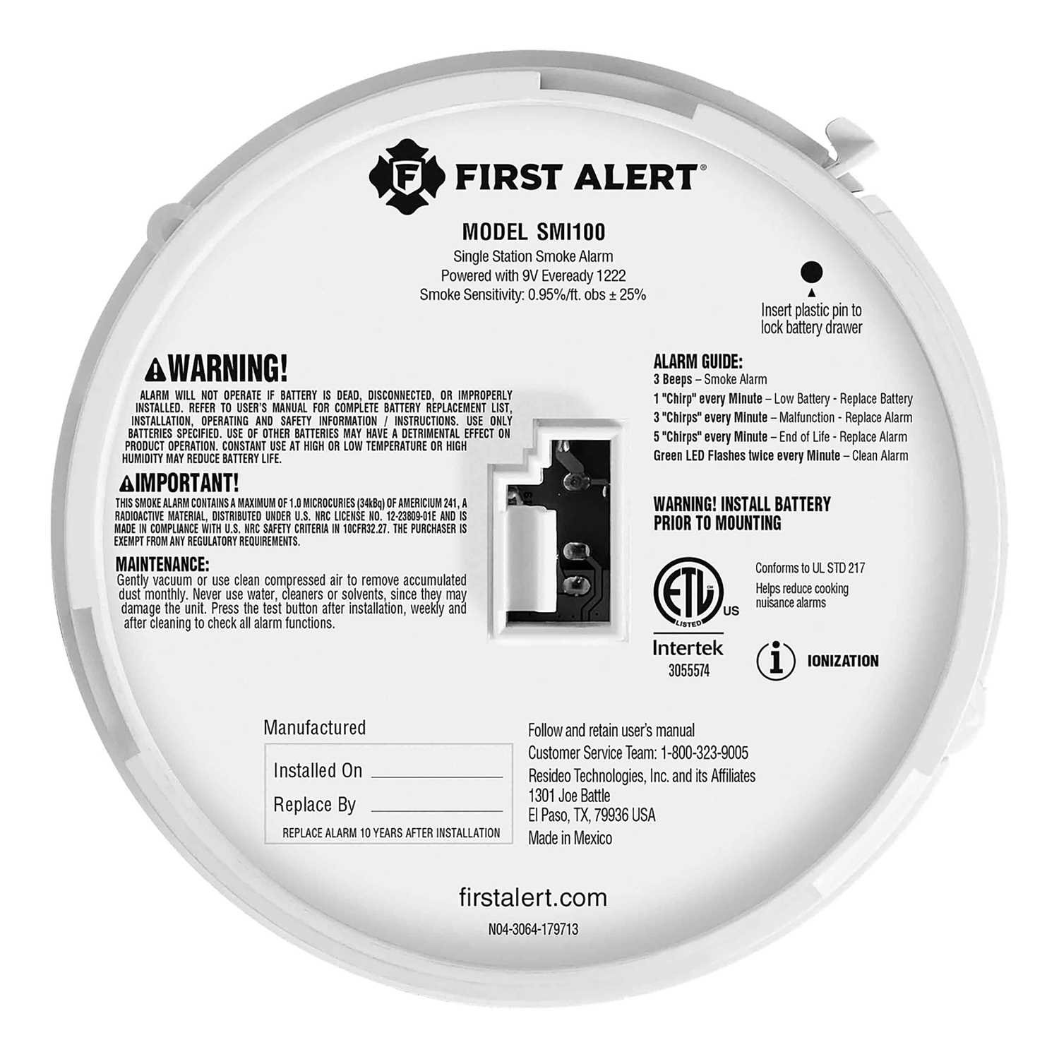 first alert instruction manual