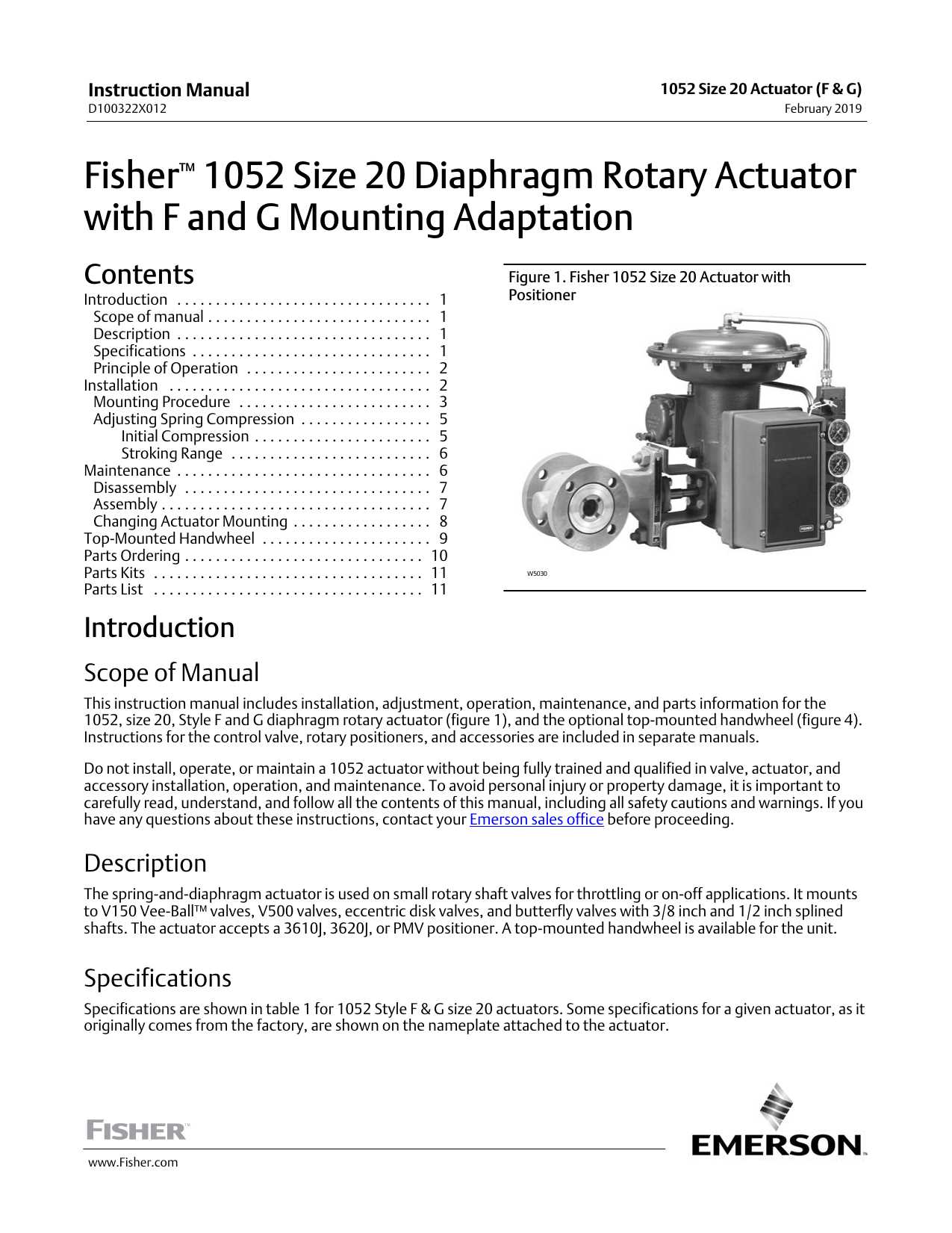 fisher 2052 diaphragm rotary actuator instruction manual