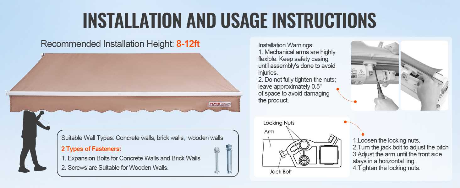 vidaxl manual retractable awning instructions