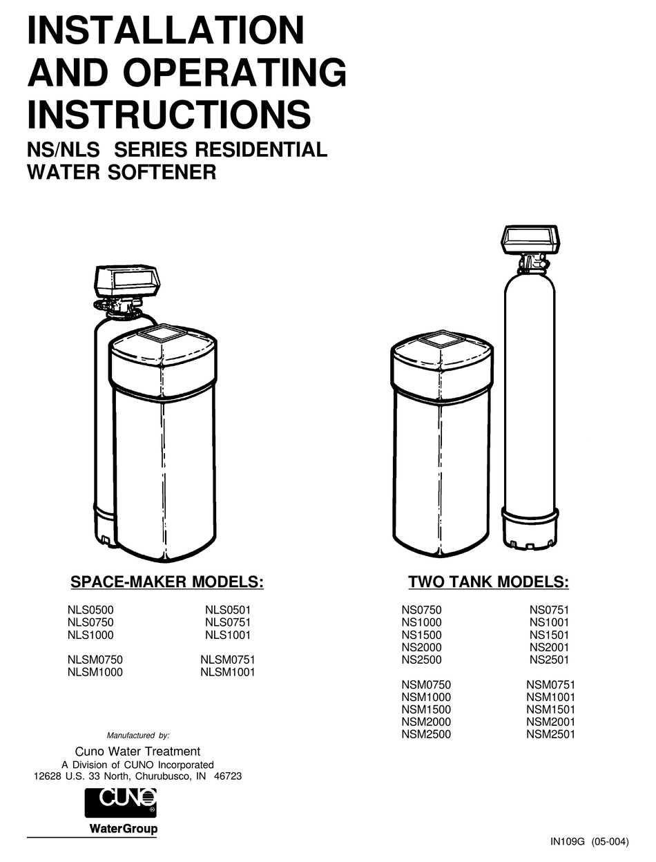 water softener instructions manual