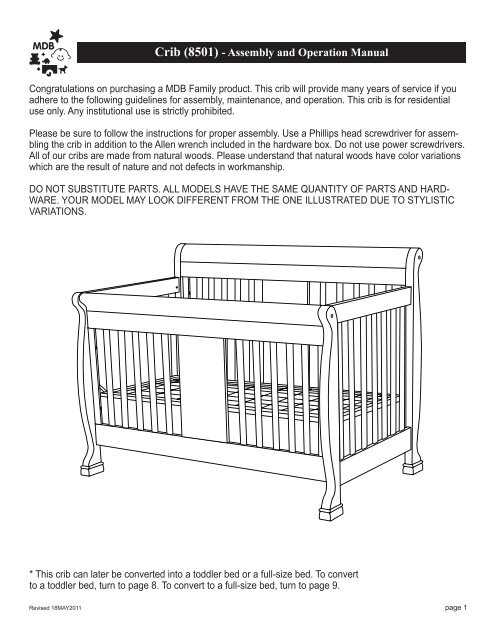 dutailier crib instruction manual