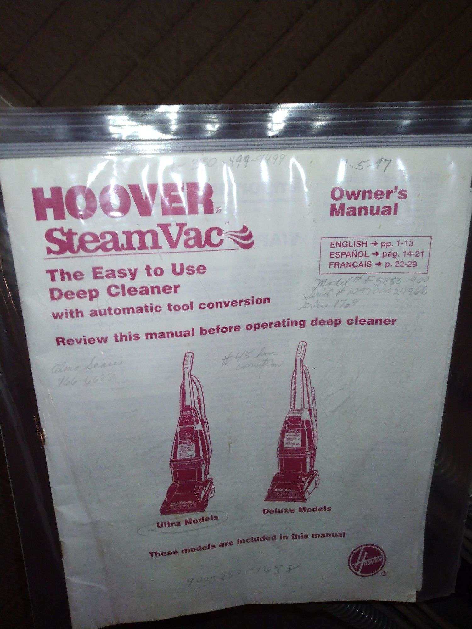 hoover steamvac instruction manual