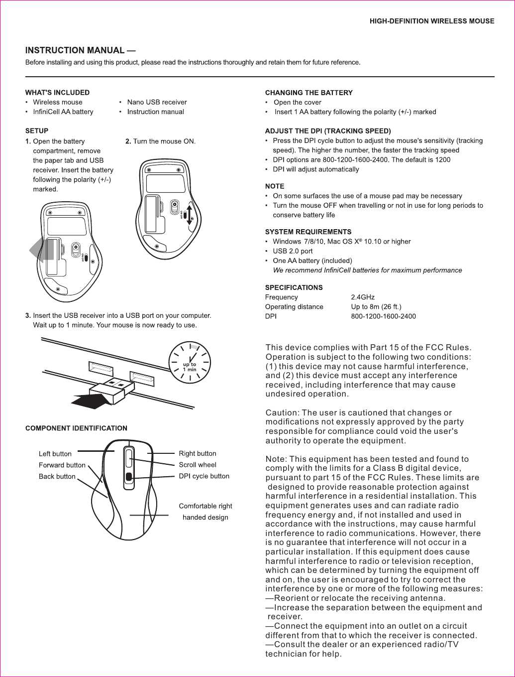 onn wireless mouse instruction manual