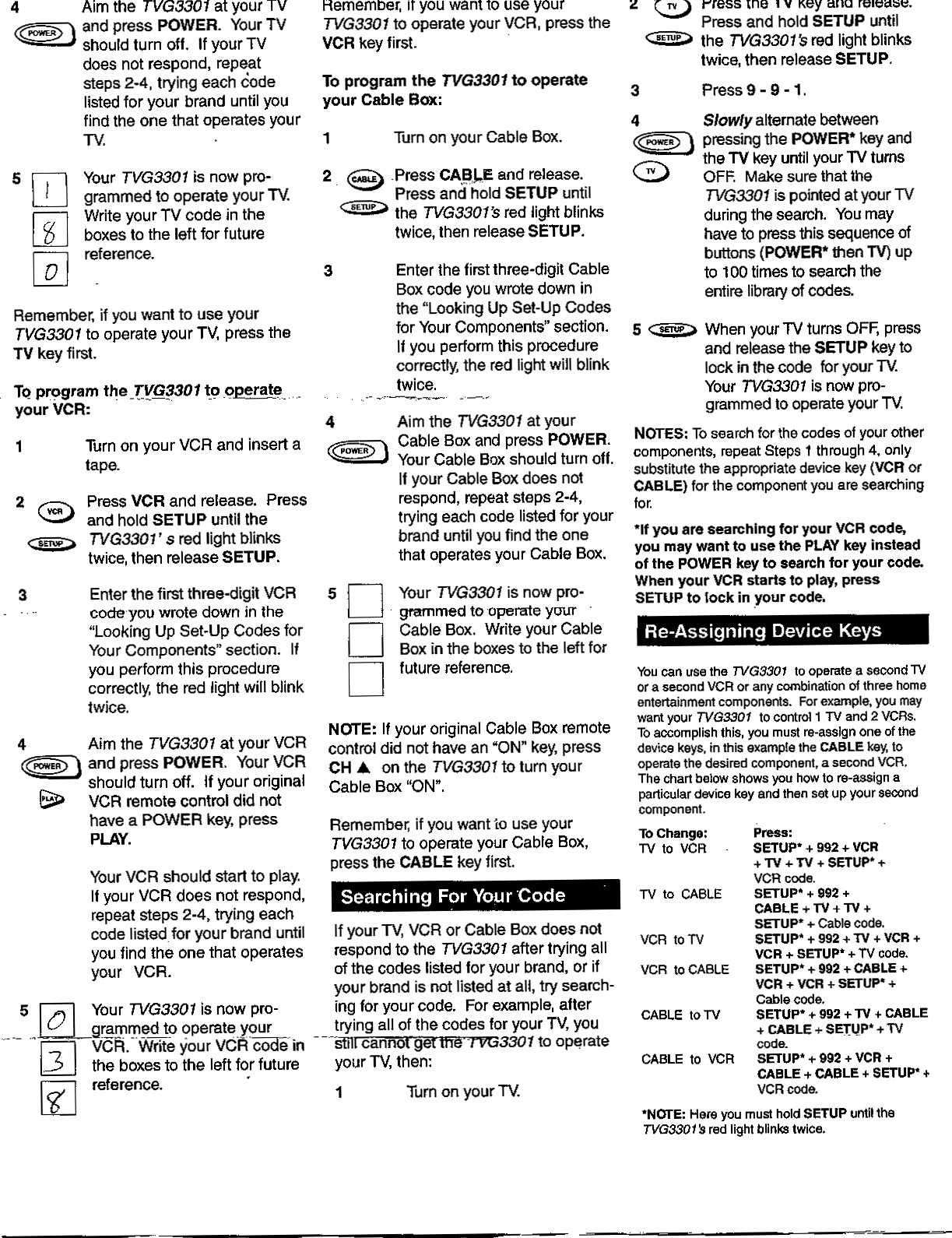 universal remote instruction manual codes