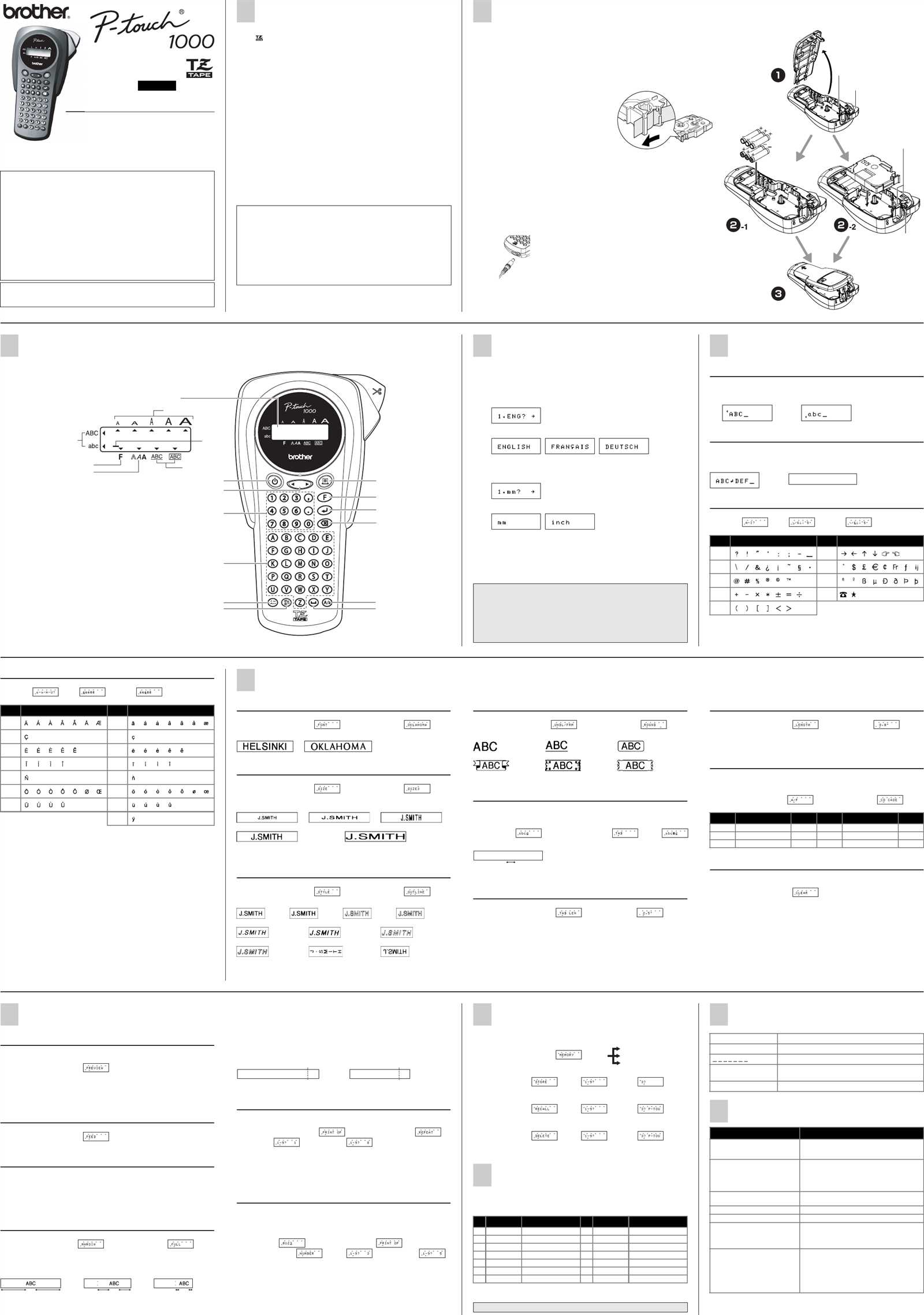 p touch 1000 brother instruction manual