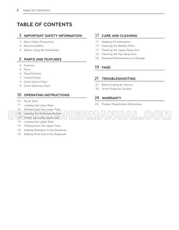 lg dishwasher instruction manual