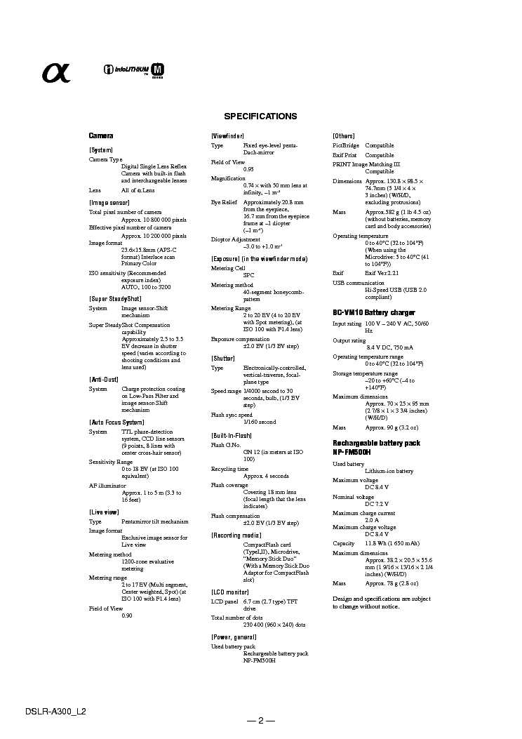 sony a300 instruction manual