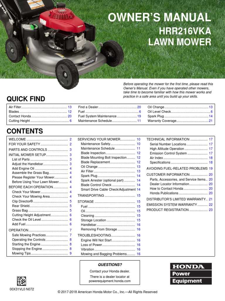 honda lawn mower instruction manual