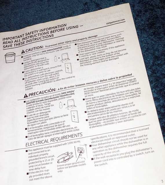 ge quiet power 3 dishwasher instruction manual