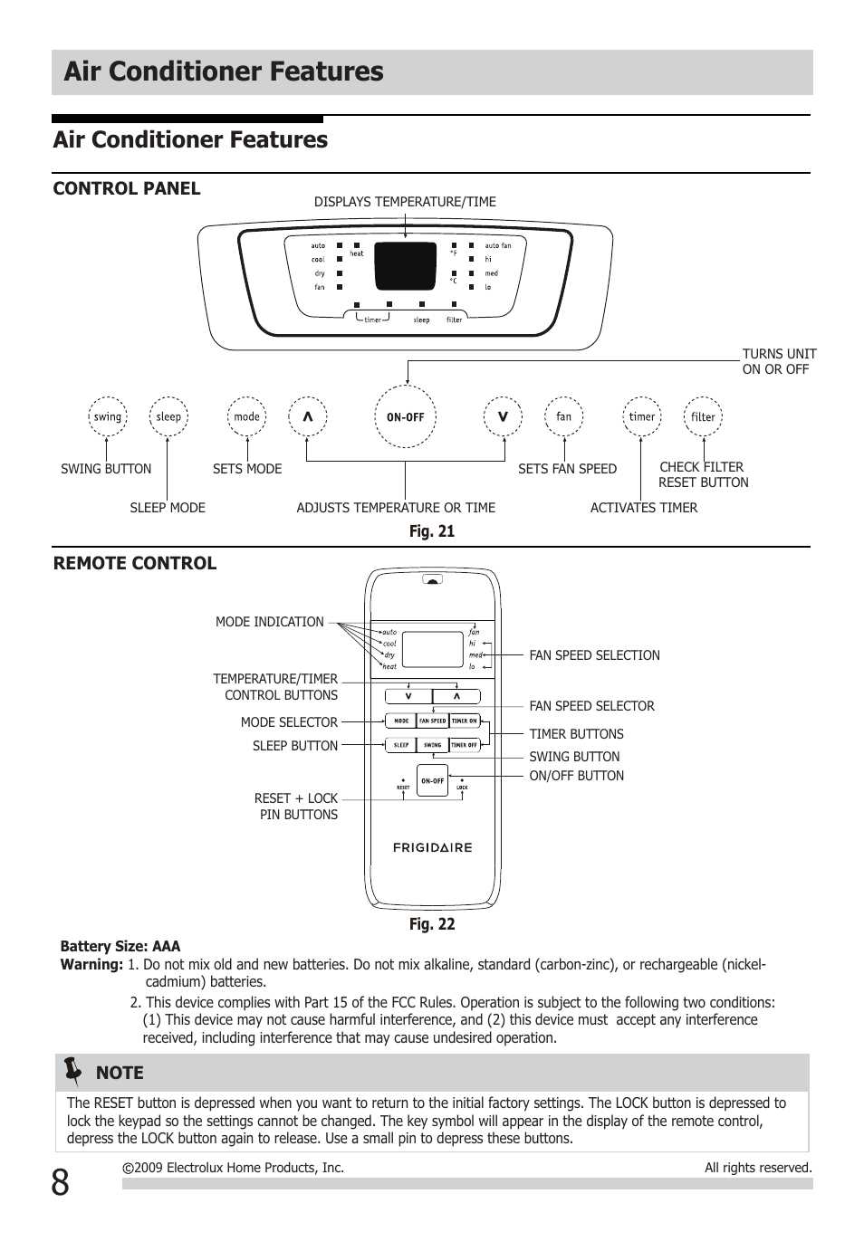 frigidaire ac instruction manual