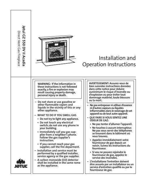 gas fireplace instruction manual