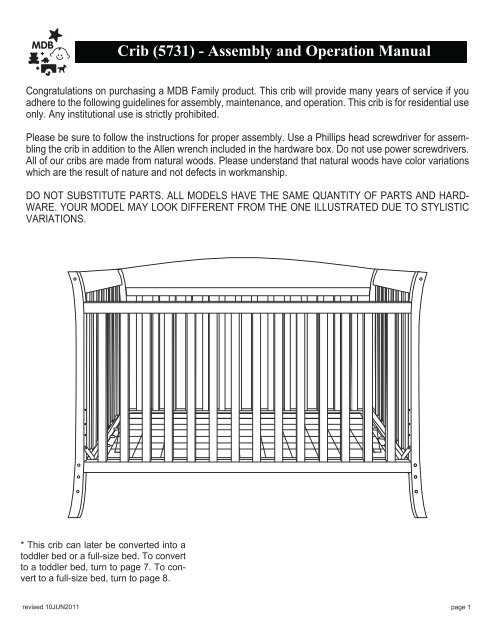 dutailier crib instruction manual