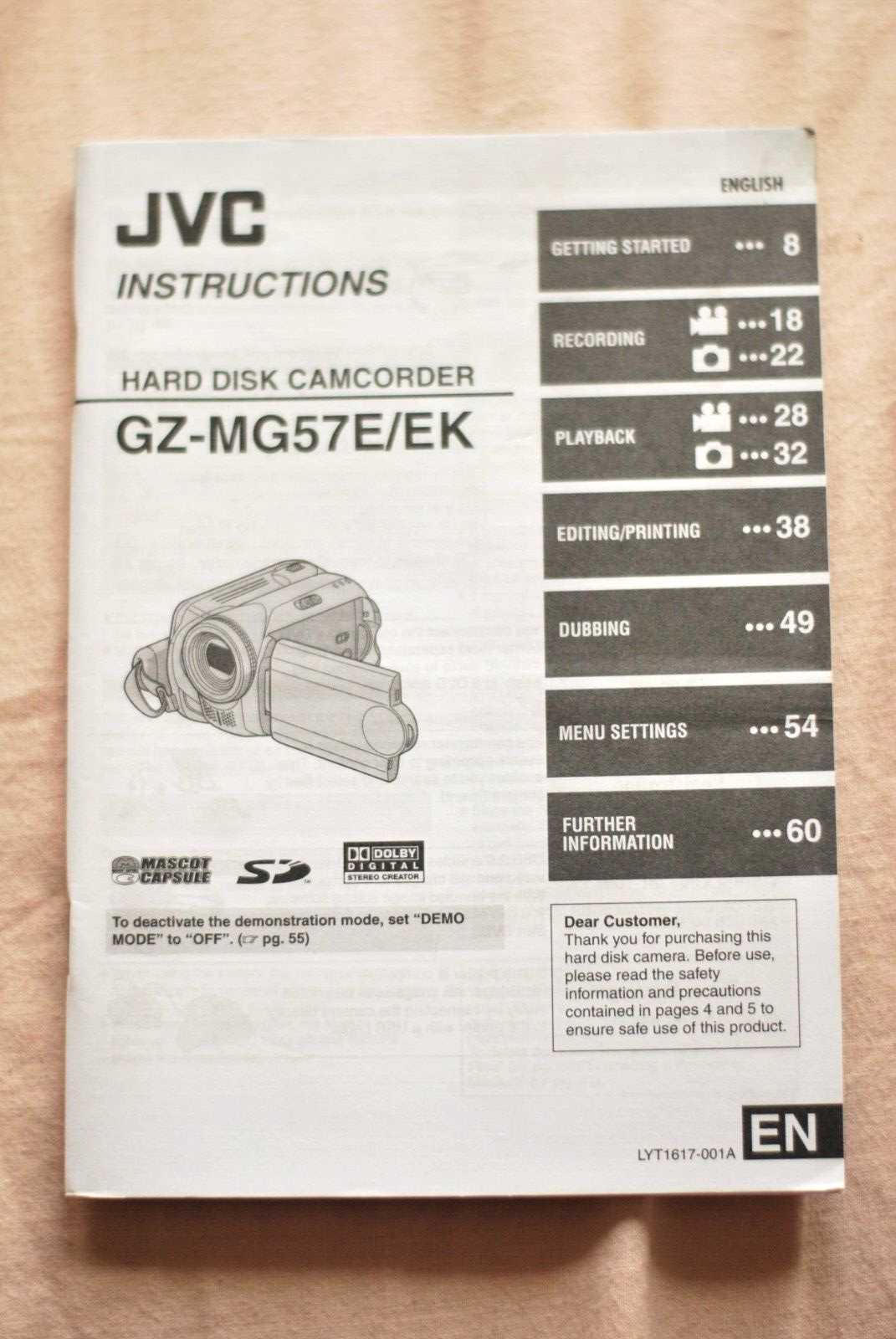 jvc camcorder instruction manual