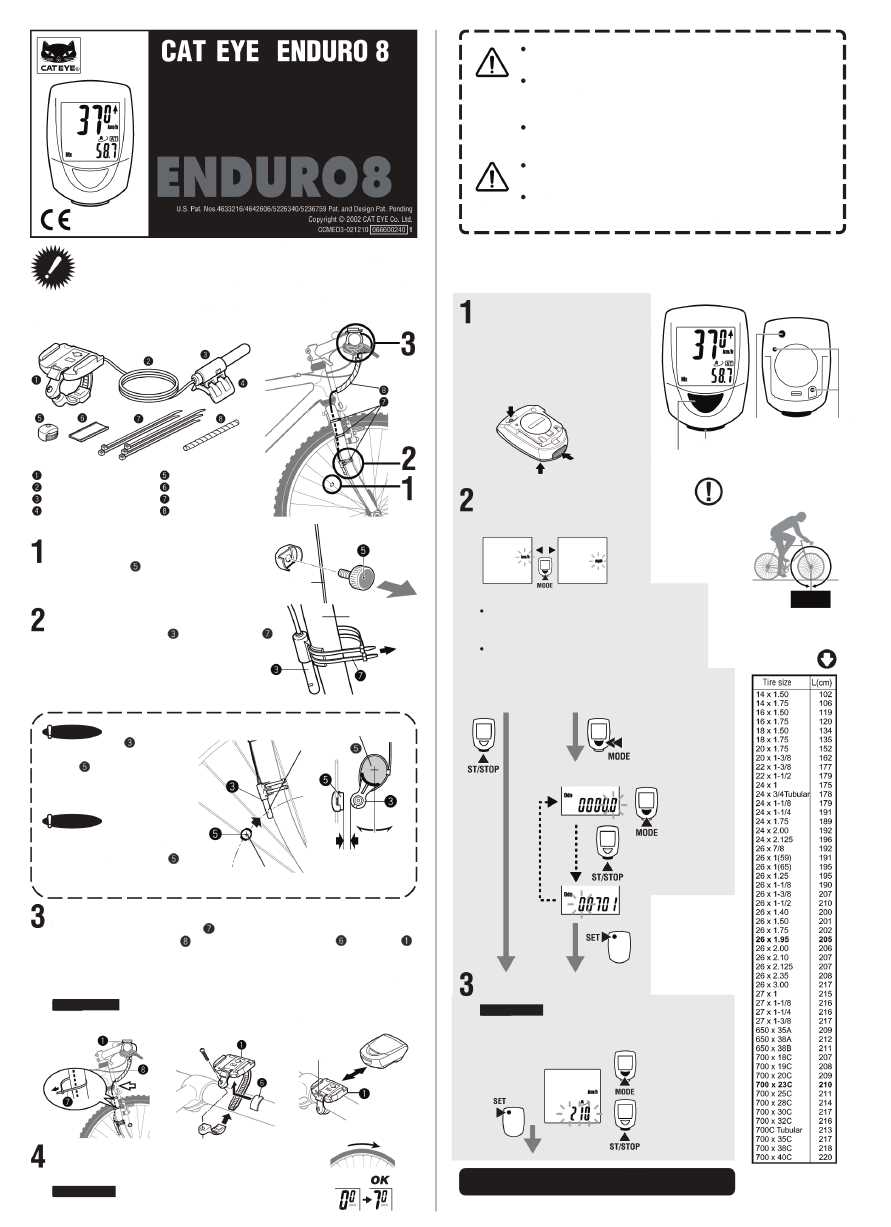 cateye mity 8 instructions manual