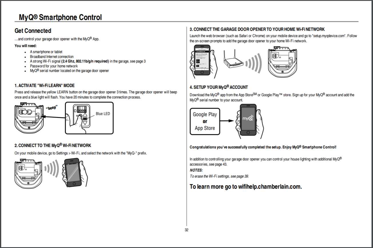 instruction manual for chamberlain garage door opener