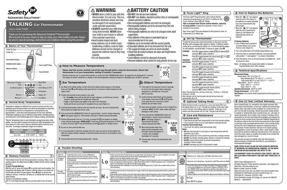 safety 1st ear thermometer 49551 instruction manual