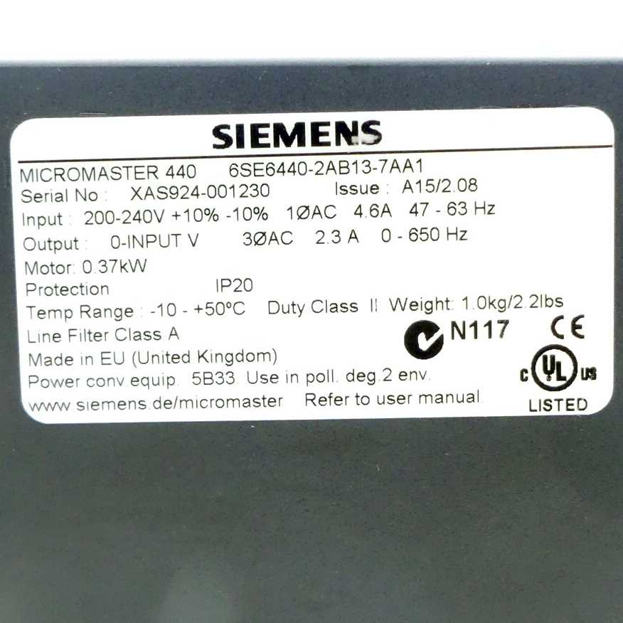 siemens micromaster 440 operating instructions manual