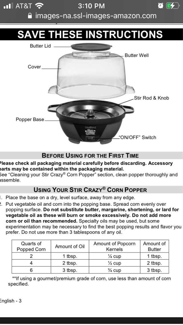 west bend popcorn maker instruction manual