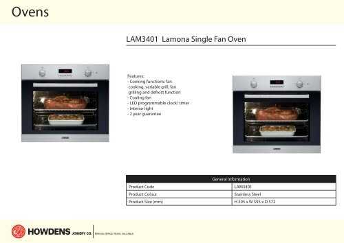 lamona oven instruction manual