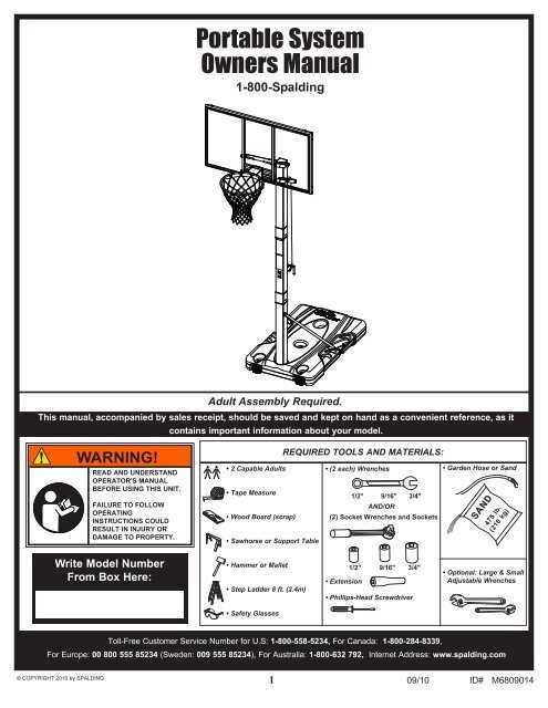 spalding model 6a088t instruction manual