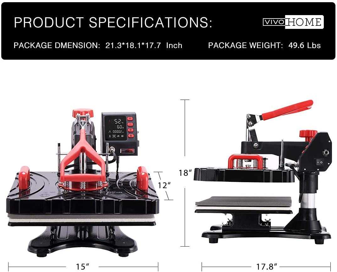 vivohome heat press instruction manual