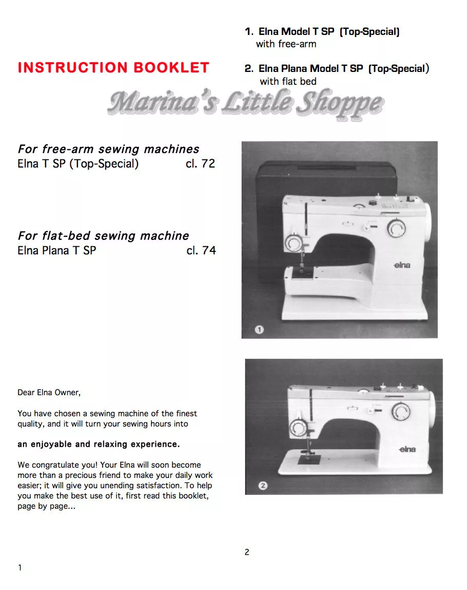 elna sewing machine instruction manual