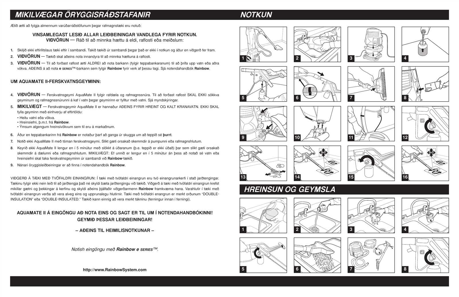 rainbow aquamate instruction manual