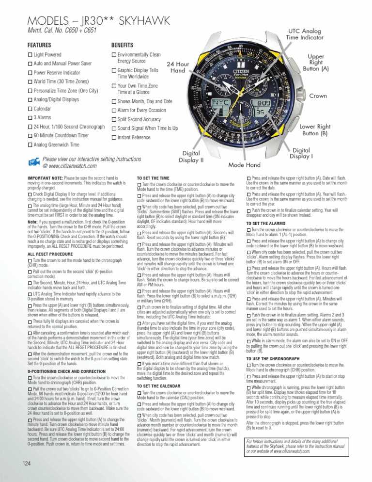 instruction manual for citizen watch