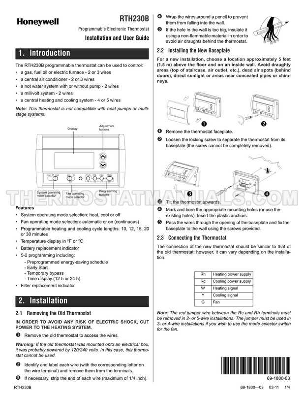 honeywell thermostat rth2310b instruction manual