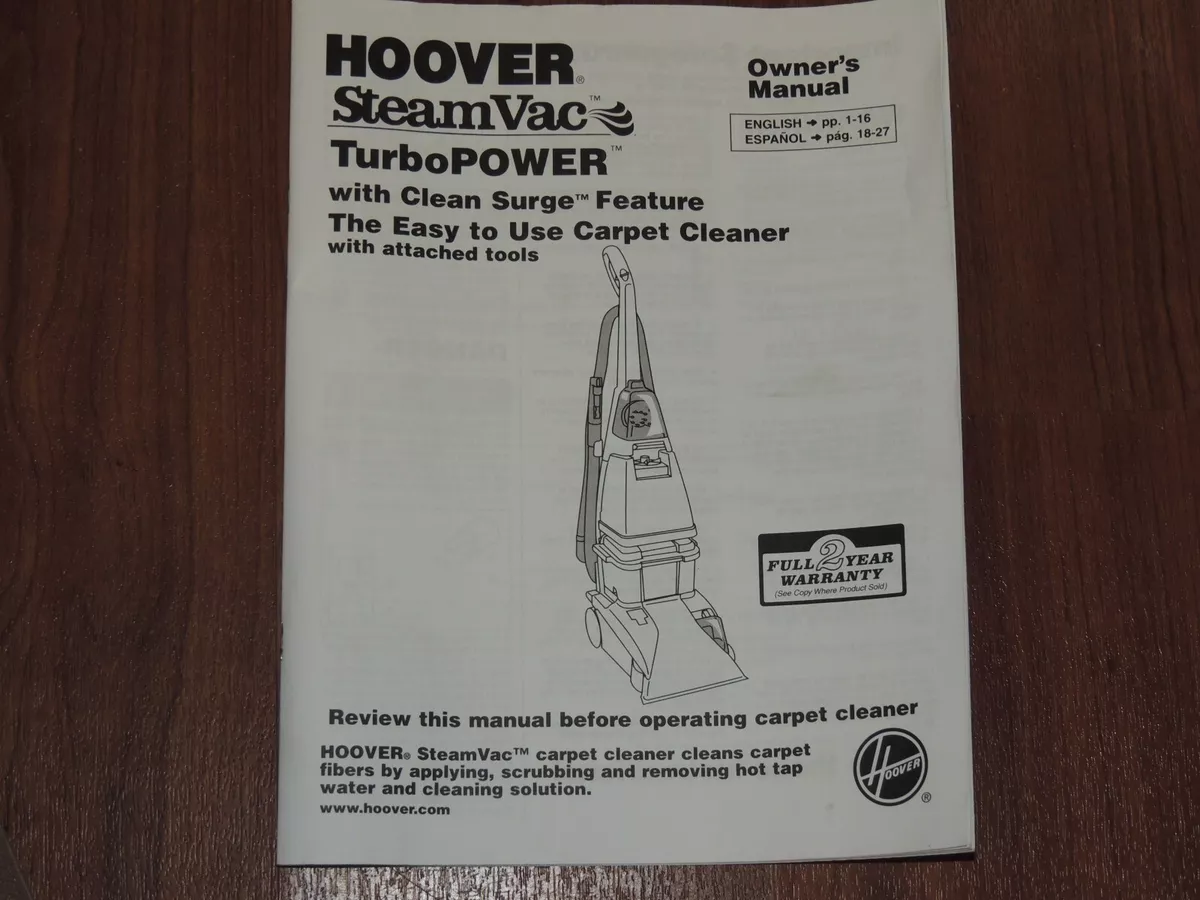 hoover steamvac instruction manual