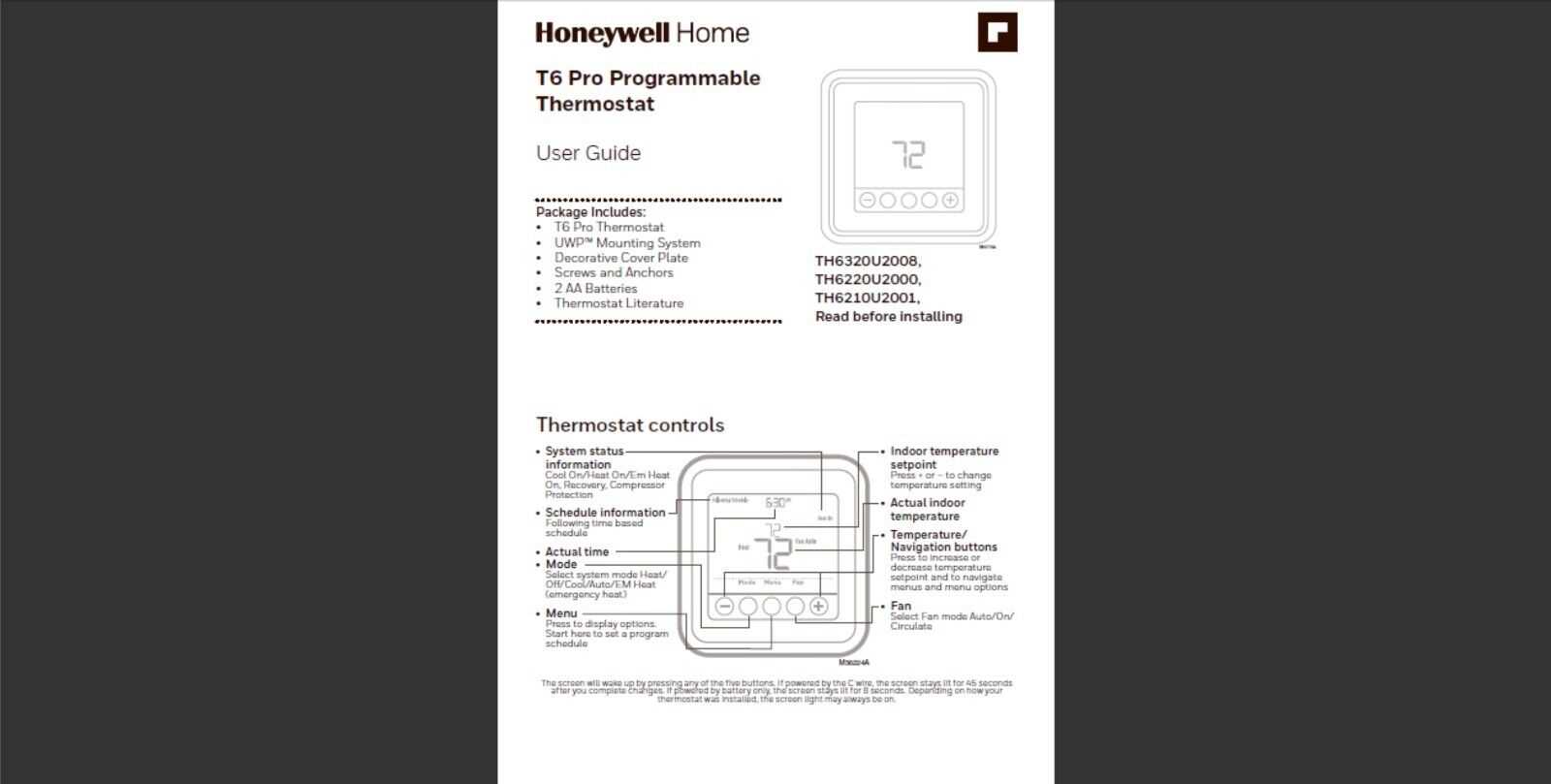 instruction manual for honeywell home thermostat