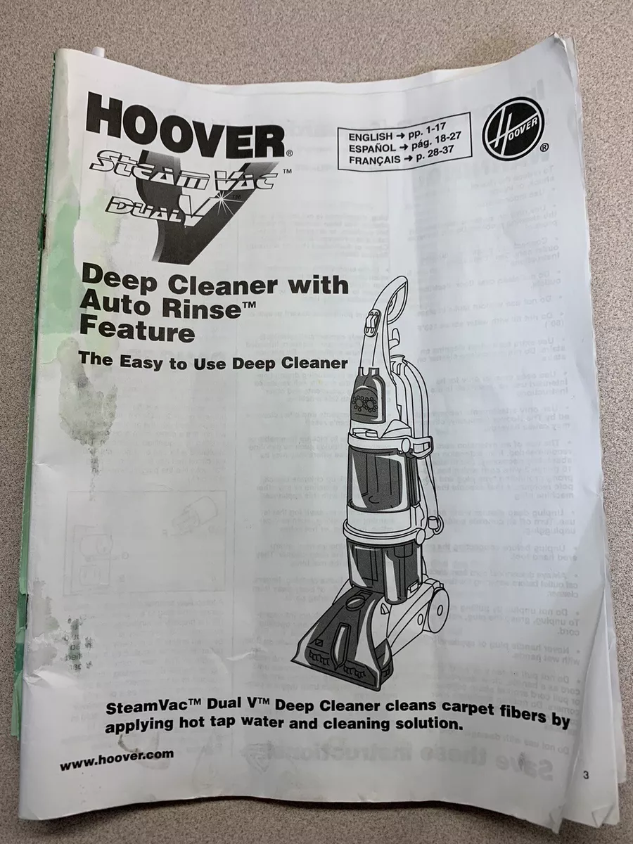 instruction manual for hoover carpet cleaner