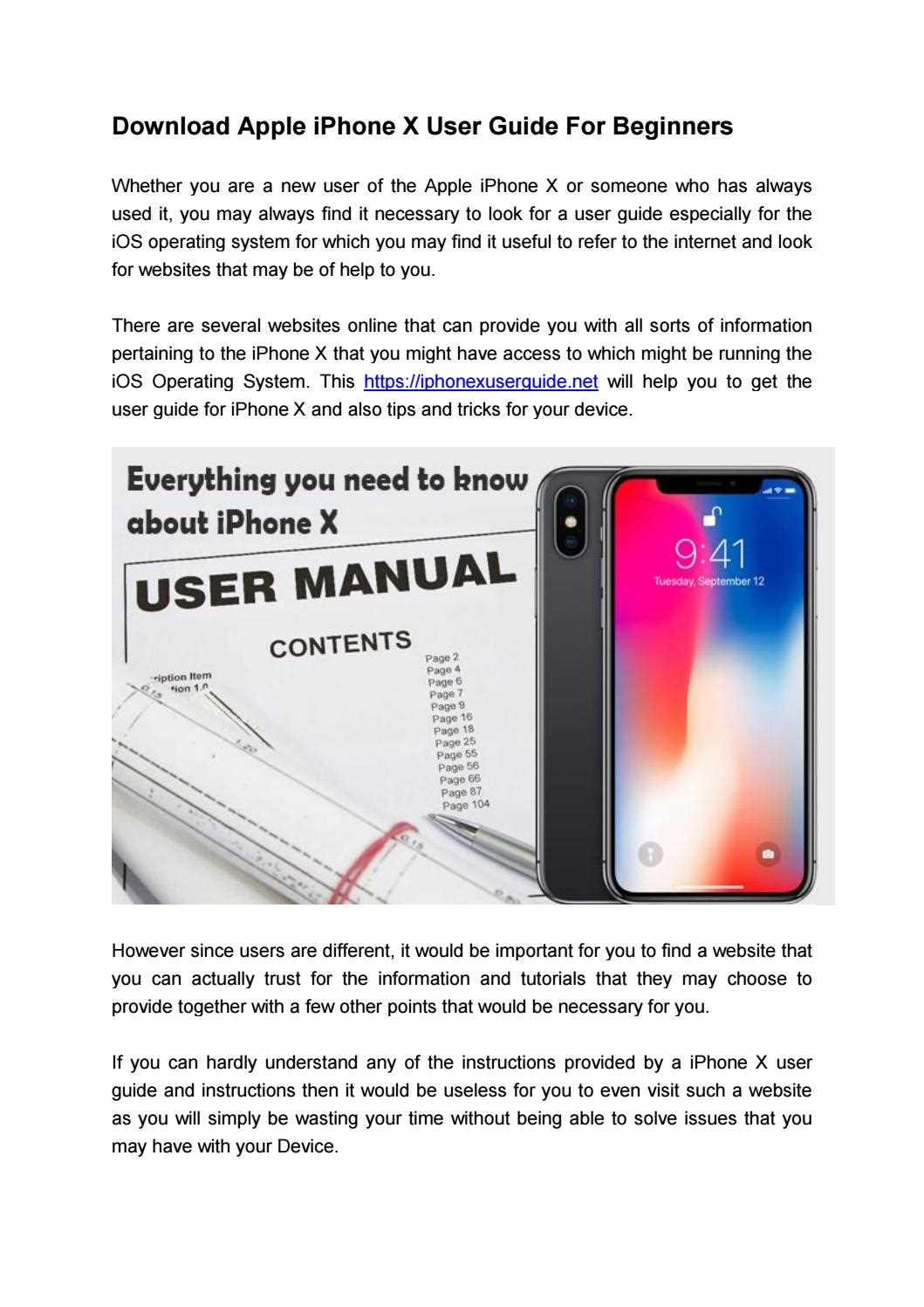 instruction manual for iphone x