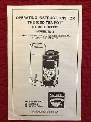 instruction manual for mr coffee iced tea maker