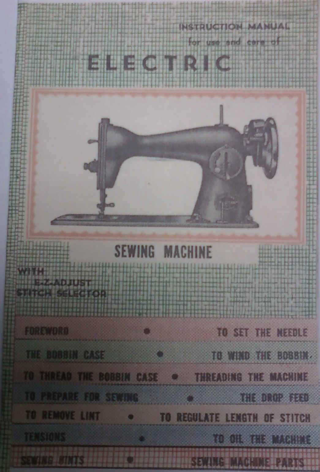 instruction manual for old singer sewing machine