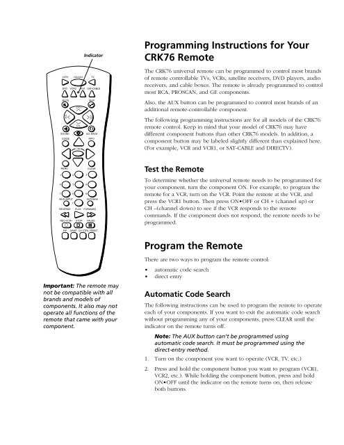 instruction manual rca universal remote codes