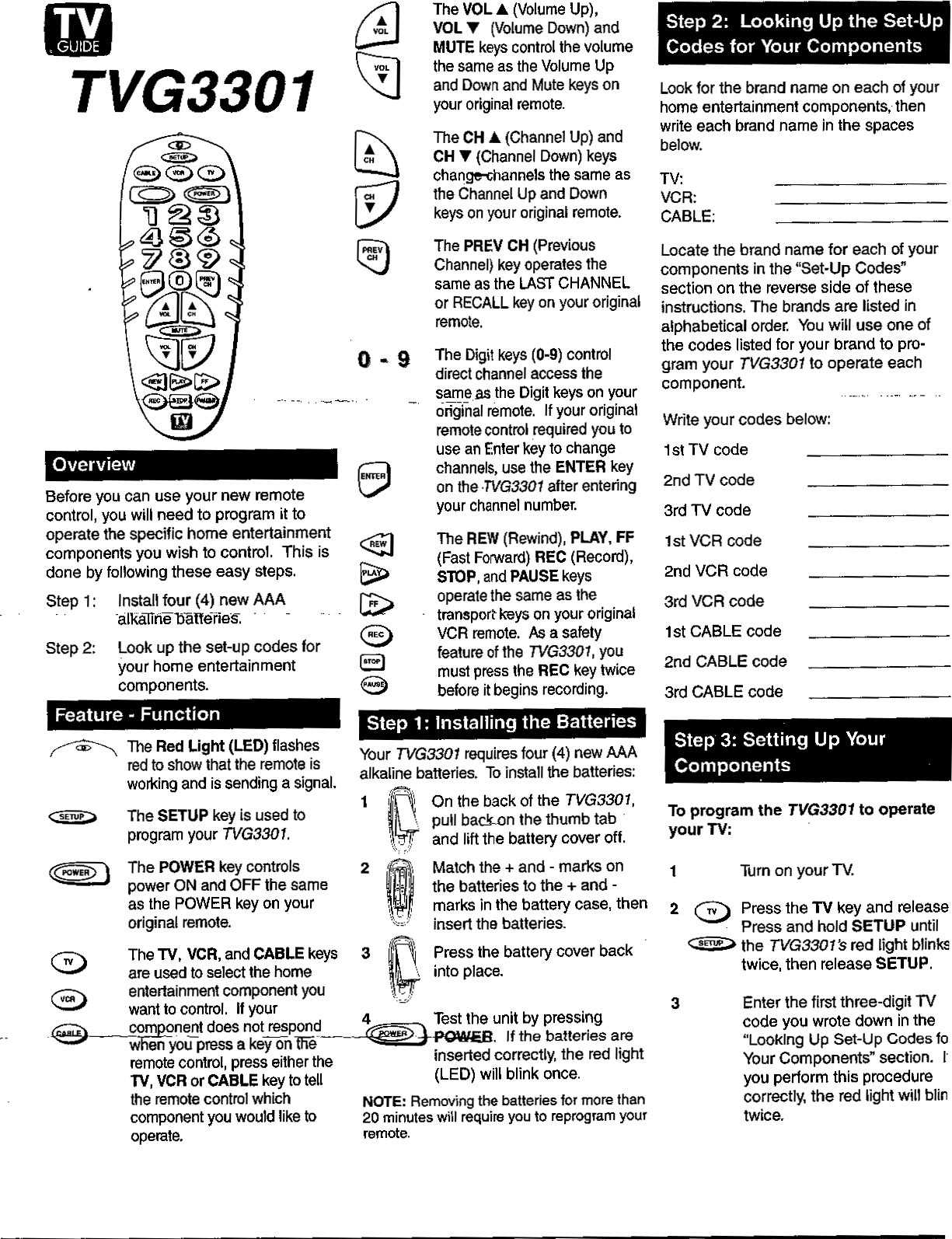 instruction manual rca universal remote codes