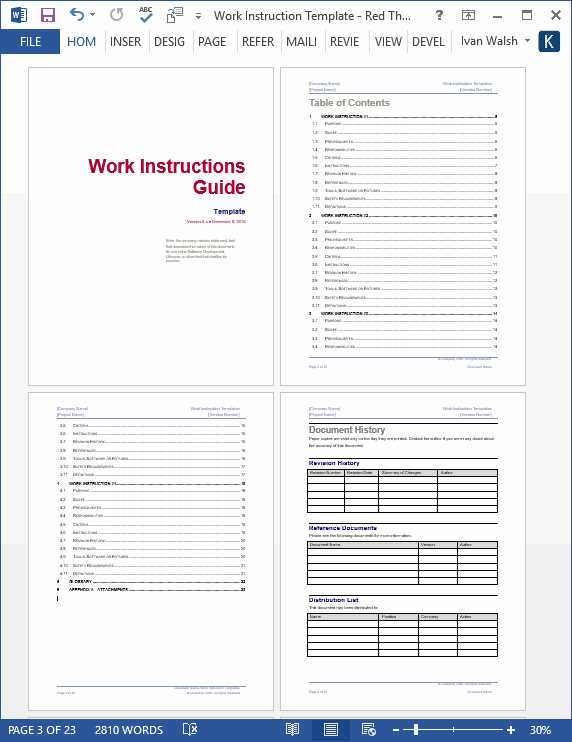 instruction manual template microsoft word