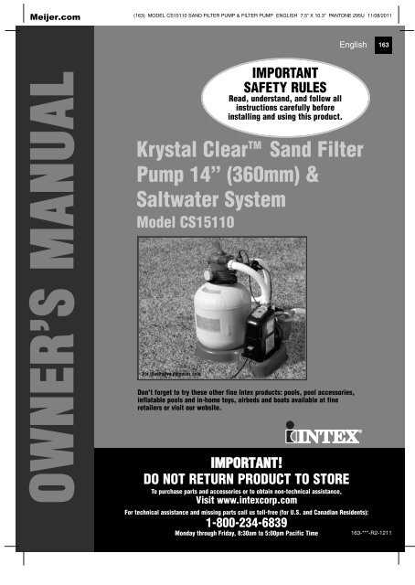 intex swimming pool instruction manual