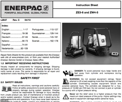 enerpac zu4 instruction manual