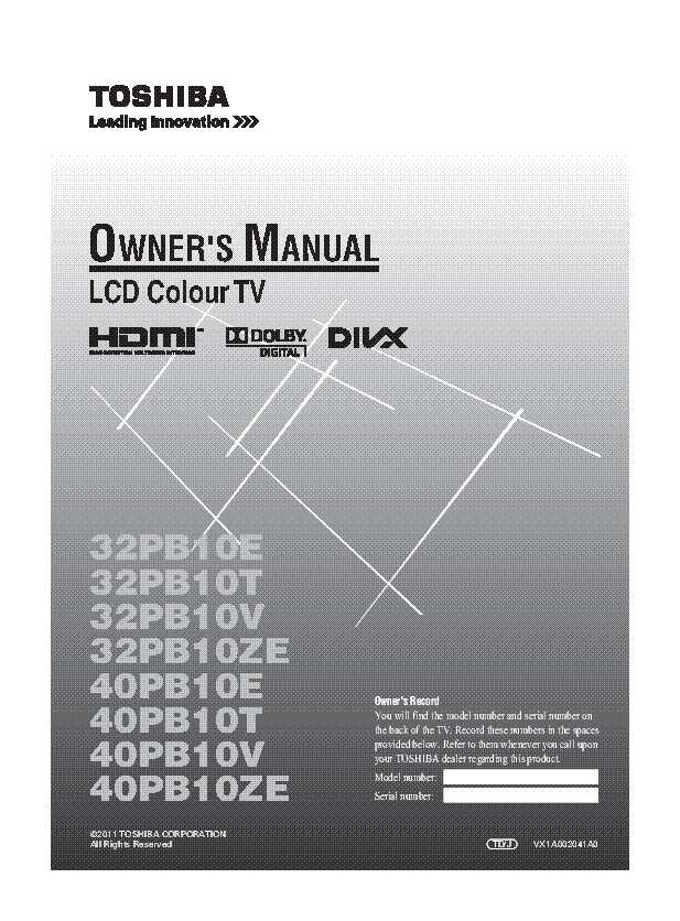 toshiba regza instruction manual