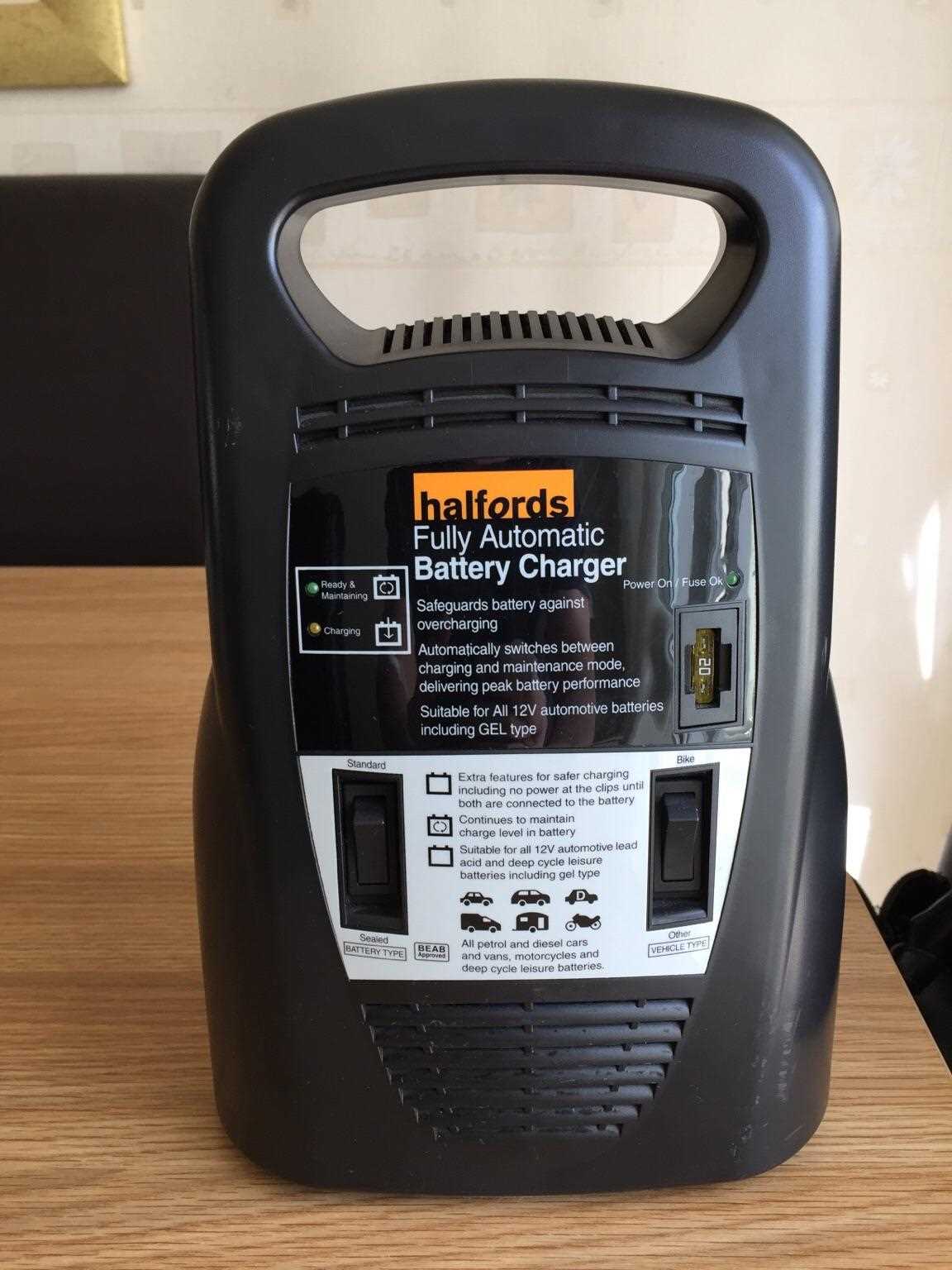 halfords fully automatic battery charger instruction manual