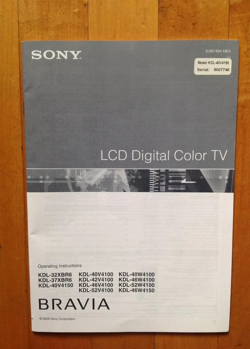 instruction manual for sony bravia tv