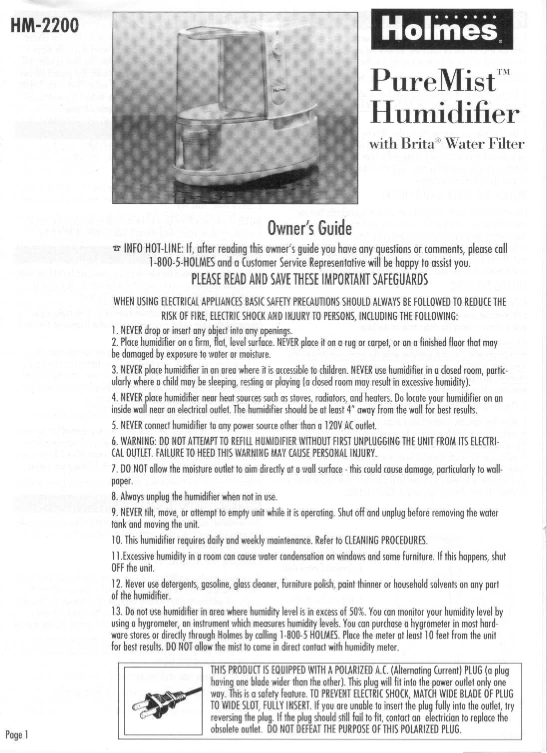 holmes humidifier instruction manual