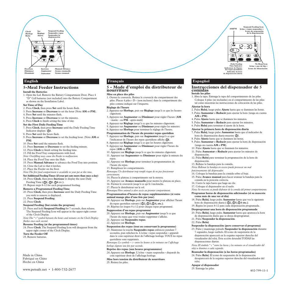 automatic pet feeder instruction manual