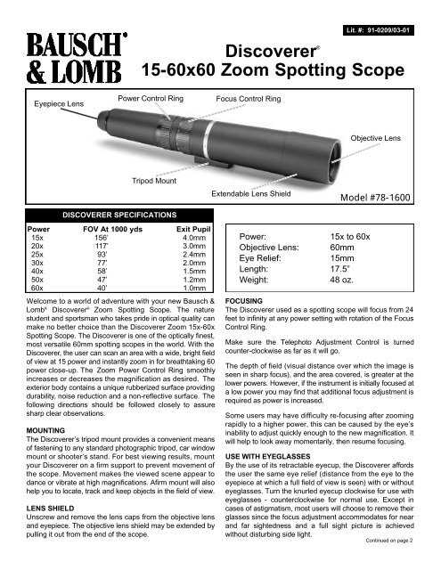 bushnell 450 telescope instruction manual